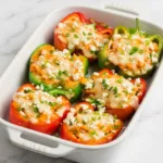 Poivrons farcis au poulet buffalo – sans produits laitiers & pauvres en glucides