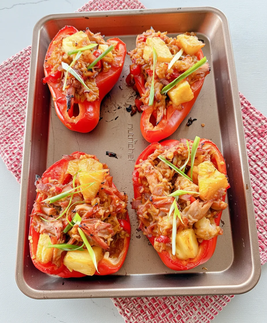 Poivrons farcis au poulet teriyaki et à l’ananas