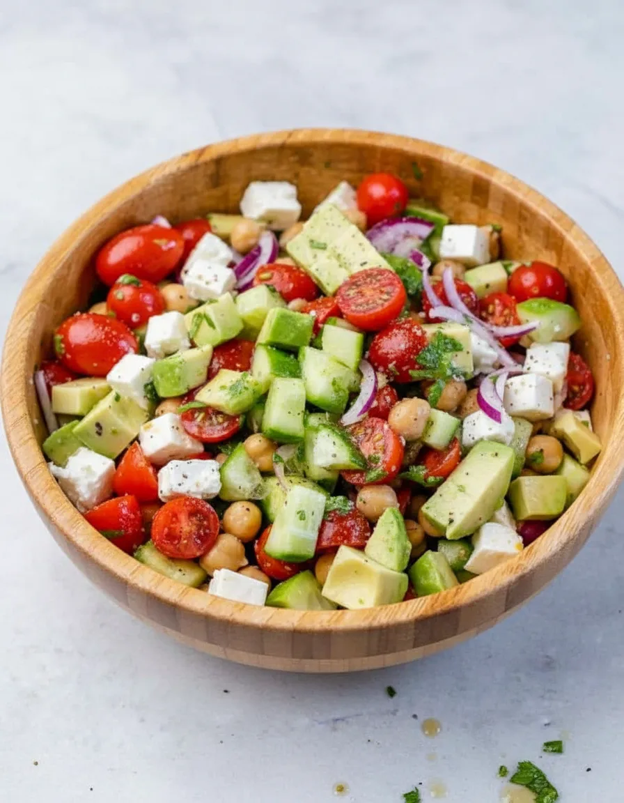 Salade crémeuse de pois chiches, avocat et feta