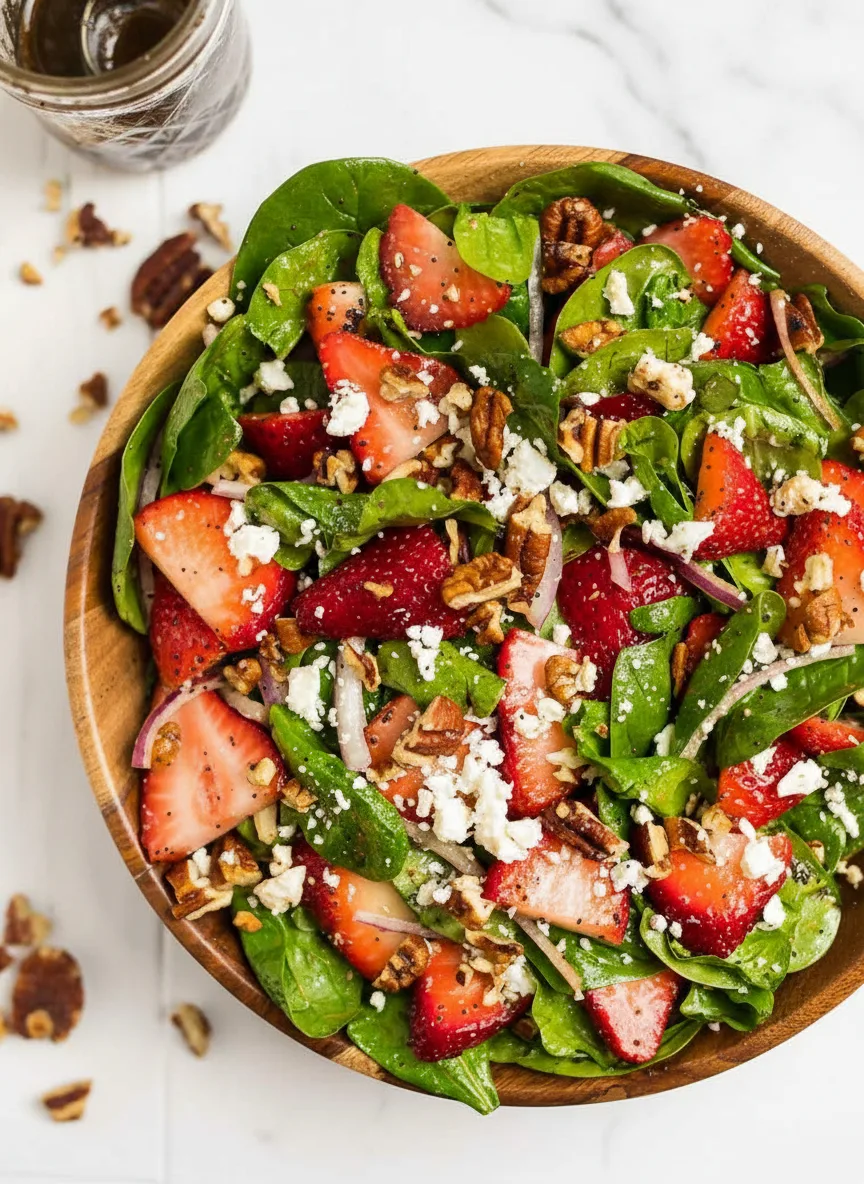 Salade d’épinards et fraises