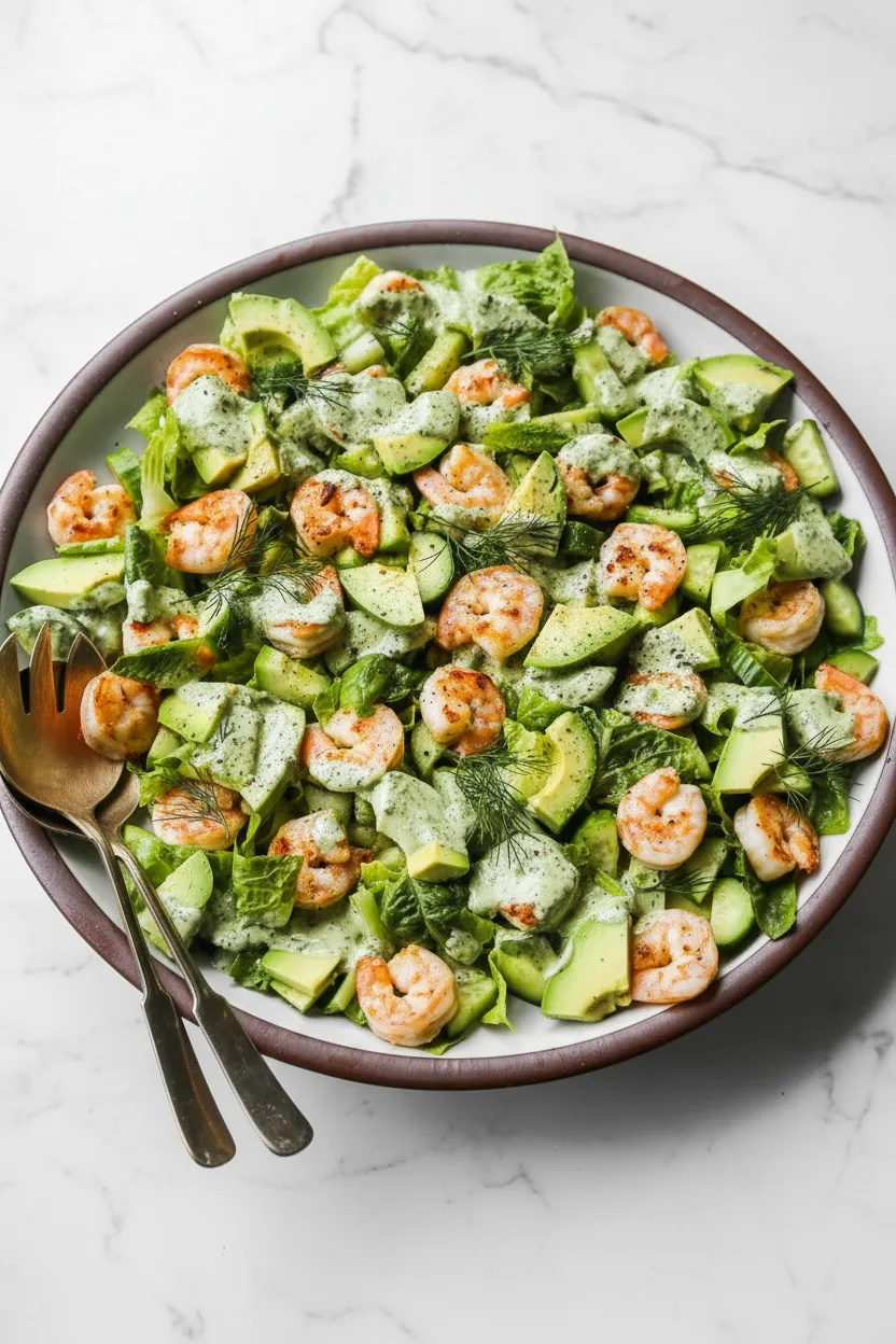 Salade saine aux crevettes et à l’avocat