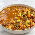 Soupe de légumes au bœuf haché