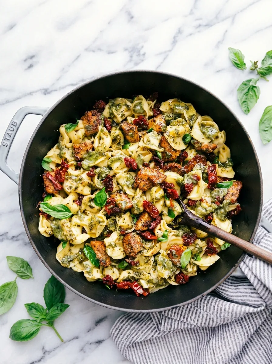 Tortellini au poulet et au pesto