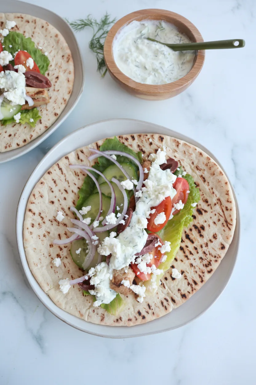 Wrap de poulet grec avec tzatziki