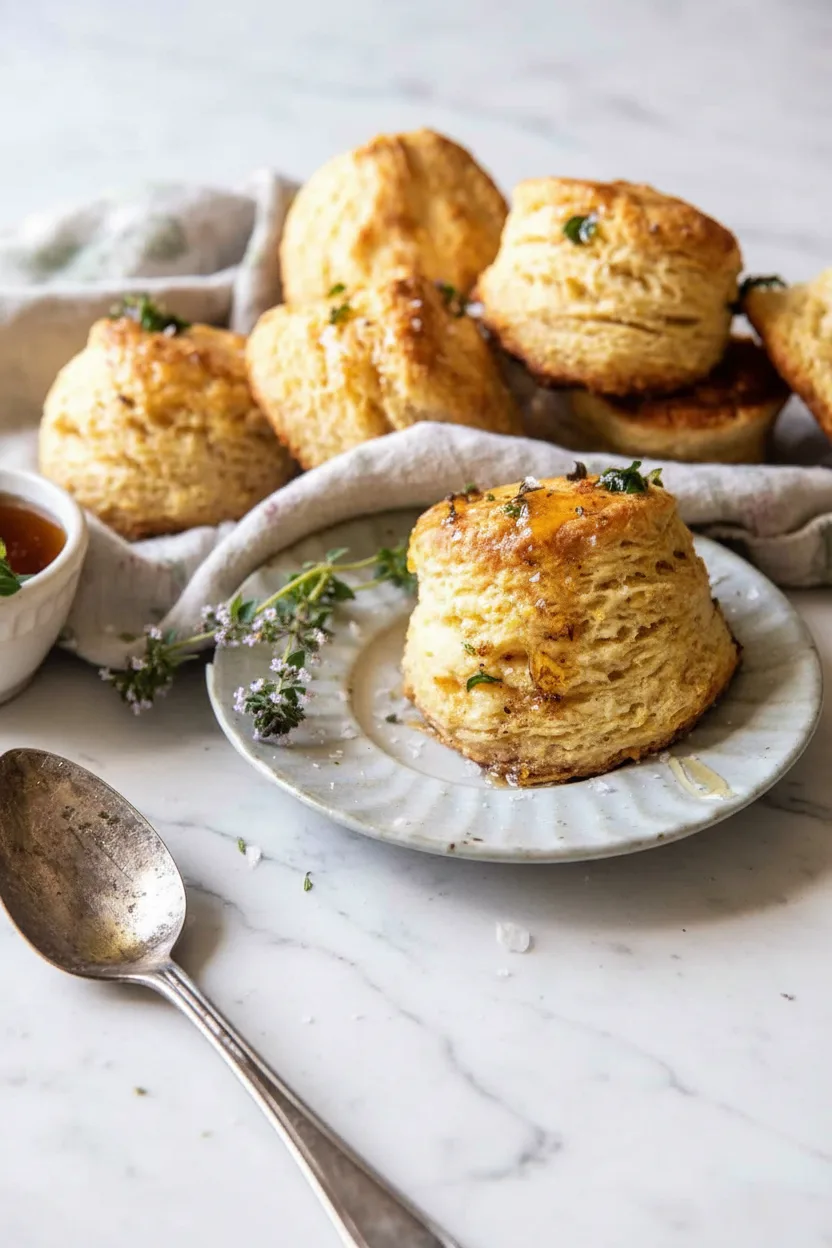 Biscuits de dîner moelleux au miel, à l’ail et au parmesan