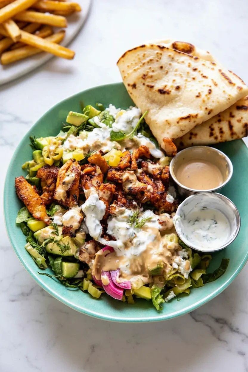 Bols de riz au poulet grec et tzatziki