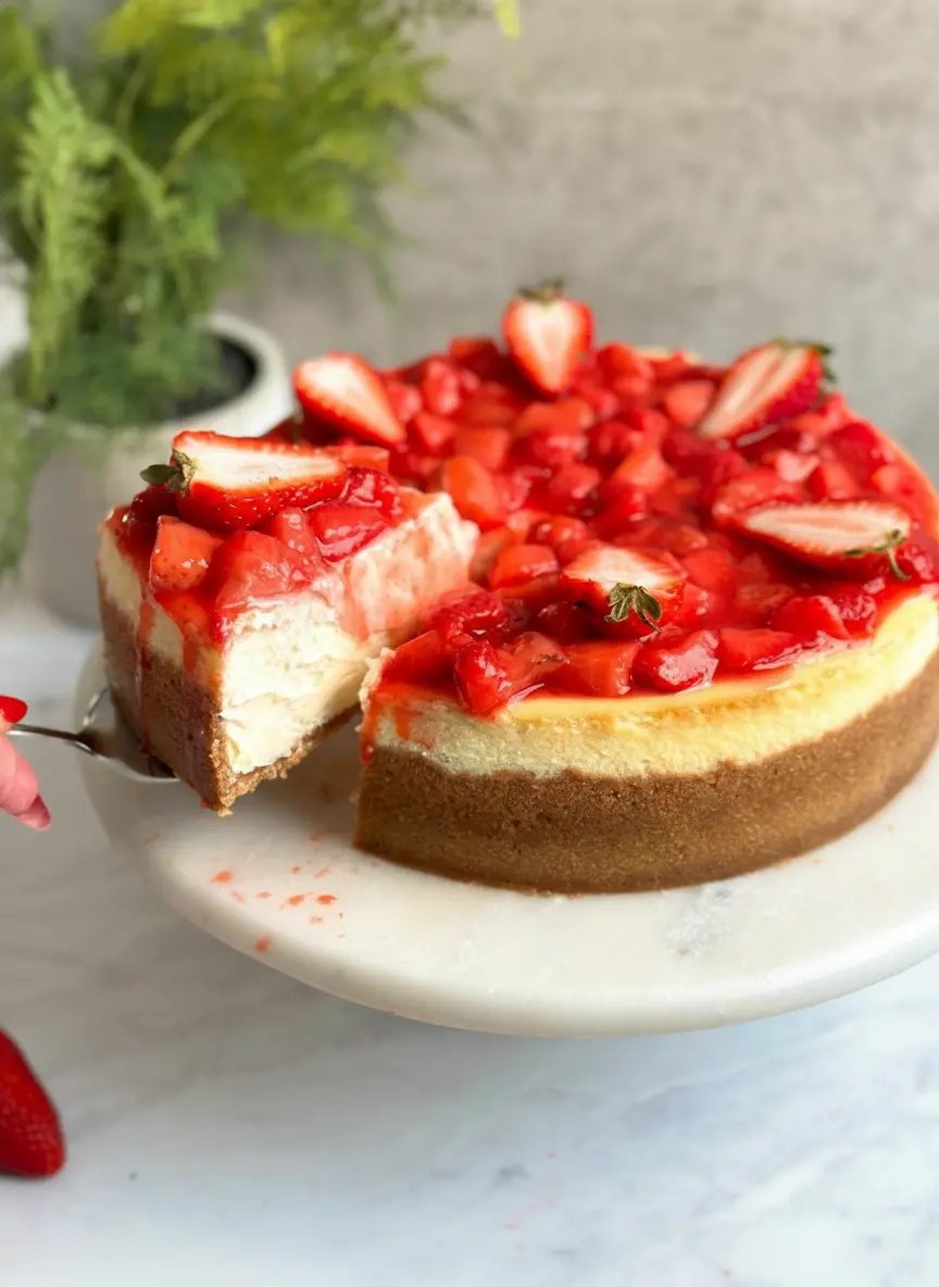 Cheesecake crémeux à la fraise style New York