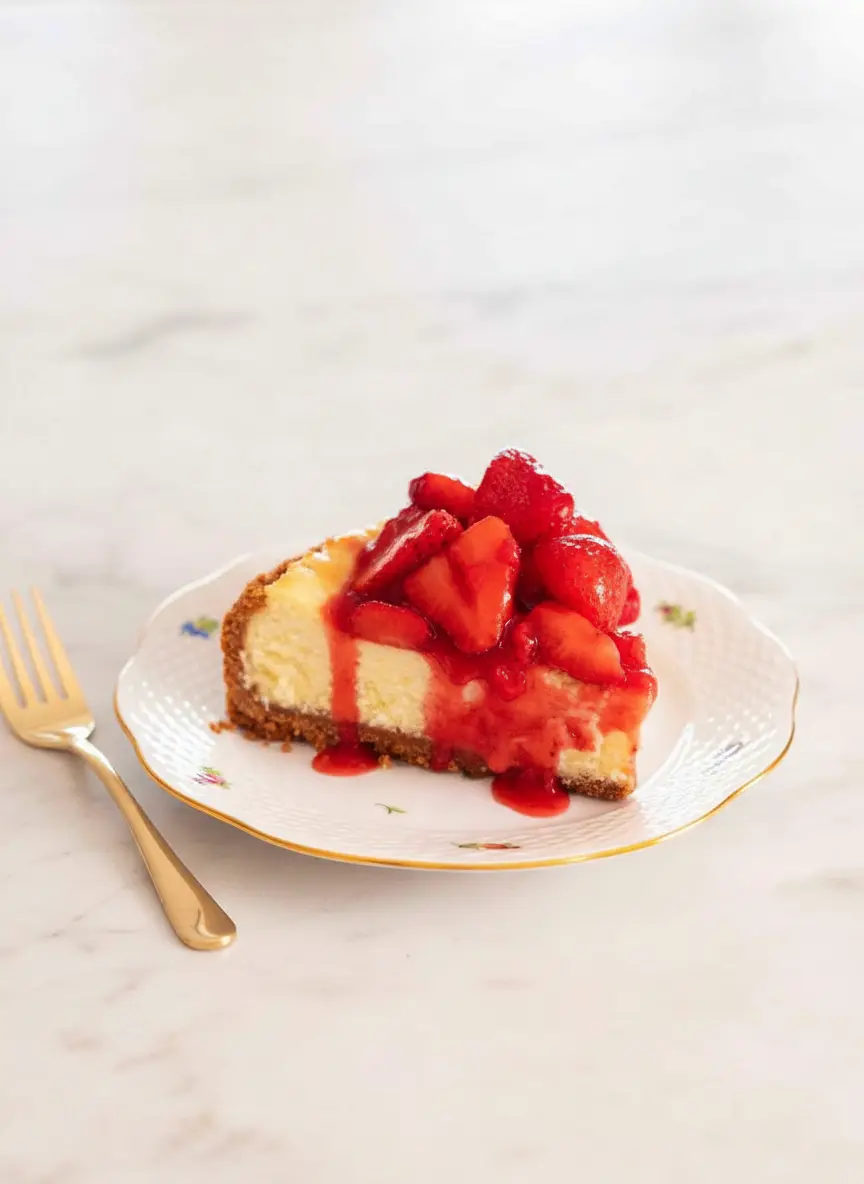 Cheesecake à la fraise avec croûte beurrée