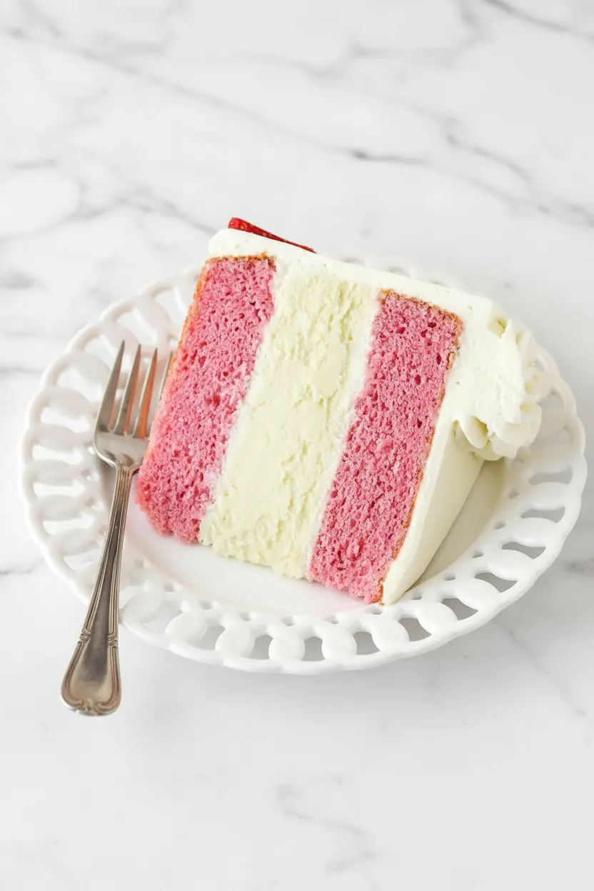 Cheesecake à la fraise façon shortcake avec couches de génoise