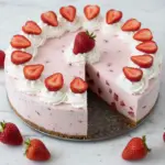 Cheesecake à la fraise sans cuisson avec crème fouettée