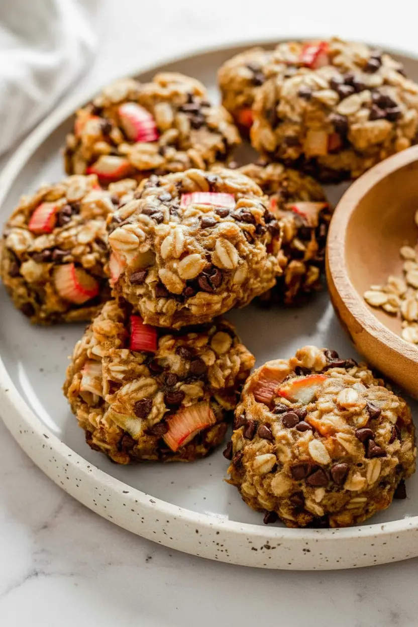 Cookies moelleux aux flocons d’avoine et à la rhubarbe