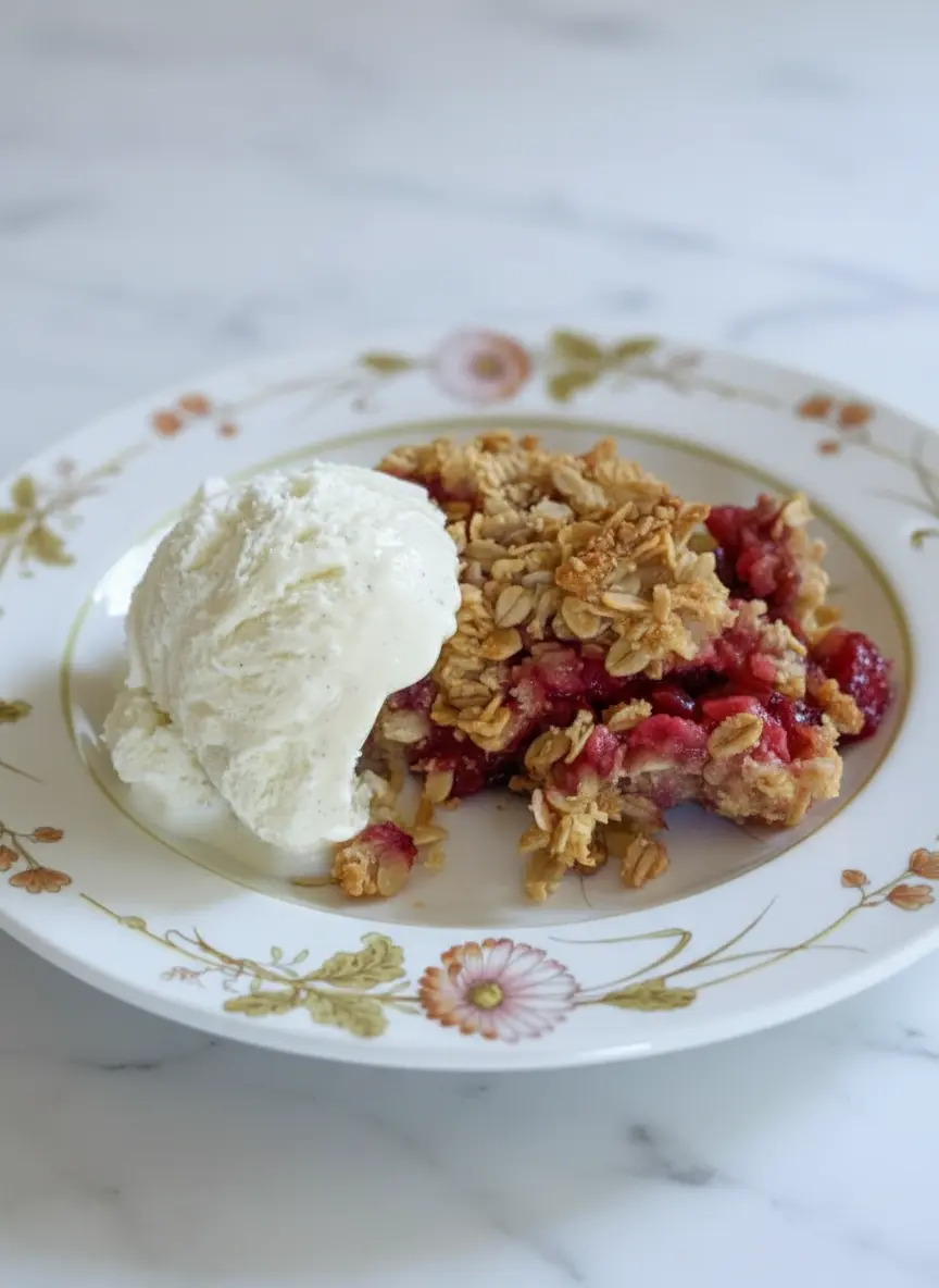 Croustillant plus sain aux baies mélangées et à la rhubarbe