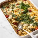 Gratin d’orzo au pesto façon caprese, tout-en-un