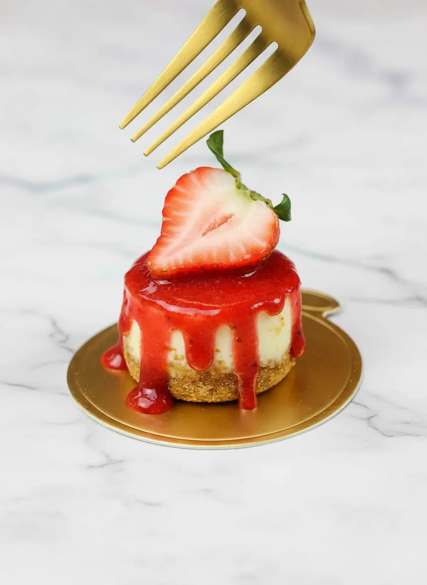 Mini cheesecakes à la fraise avec base de biscuit