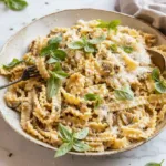 Pâtes Alfredo crémeuses au citron, basilic et courgette