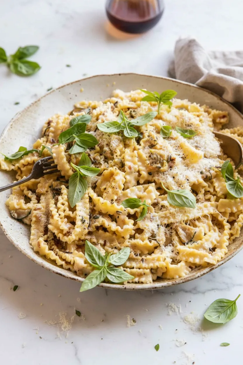 Pâtes Alfredo crémeuses au citron, basilic et courgette