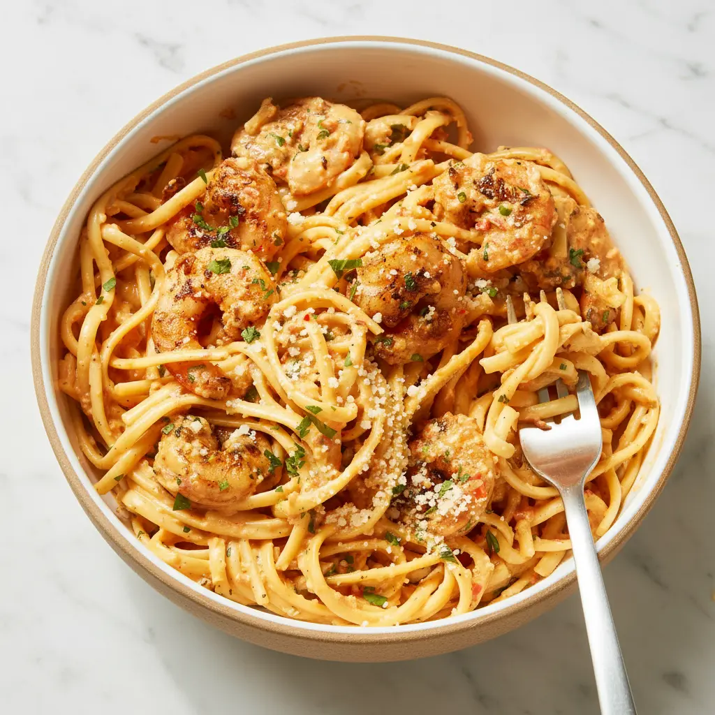 Pâtes crémeuses cajun aux crevettes