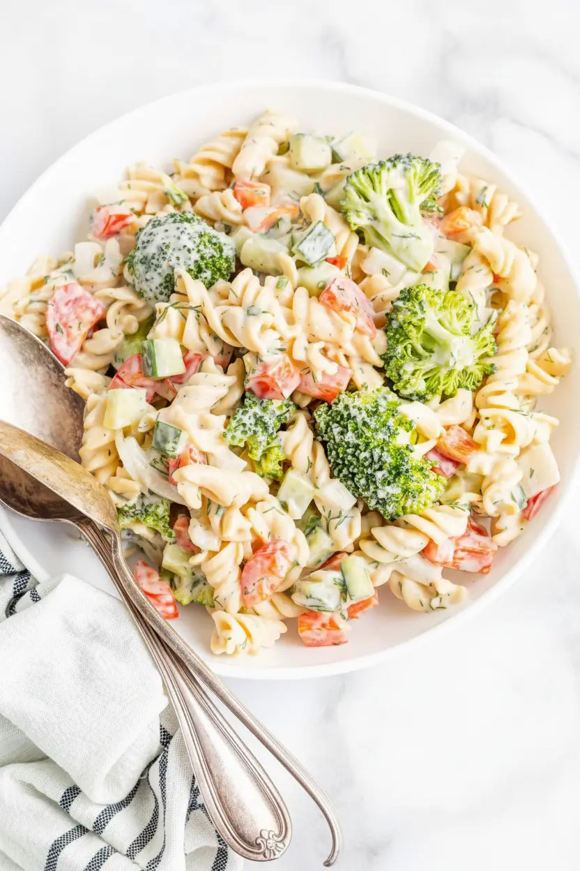 Salade de pâtes aux légumes et sauce ranch