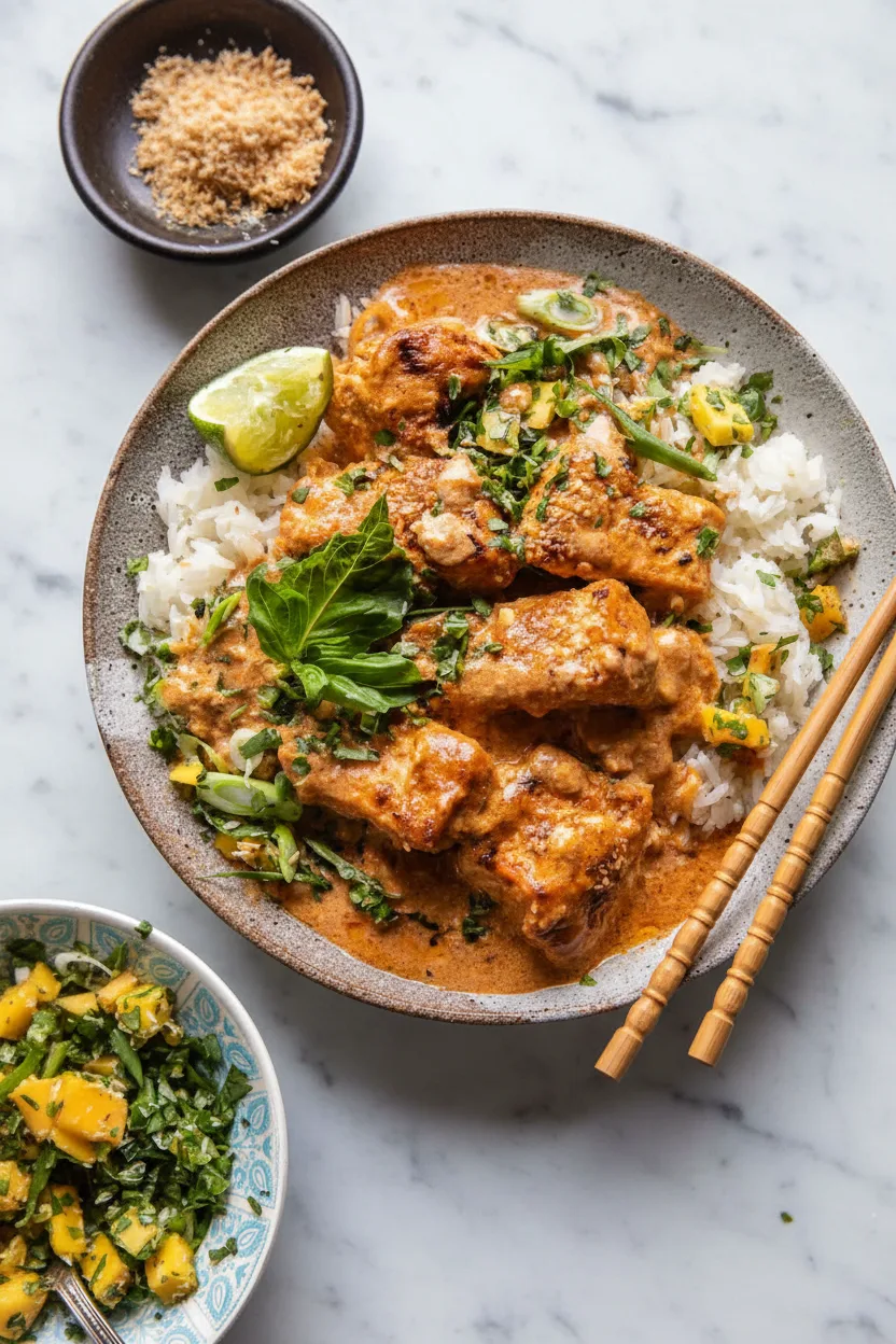 Saumon au curry de coco cuit au four