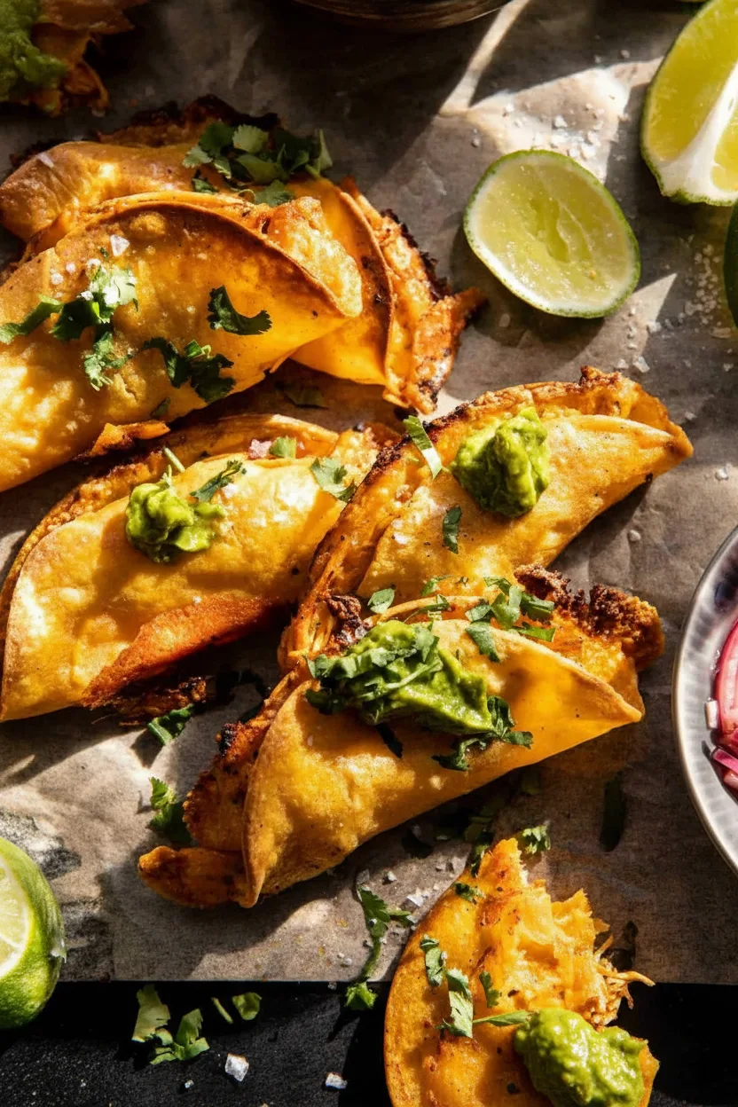 Tacos de poulet Tinga à la mijoteuse avec crema à l’avocat