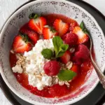 Bircher aux fraises et au cottage cheese