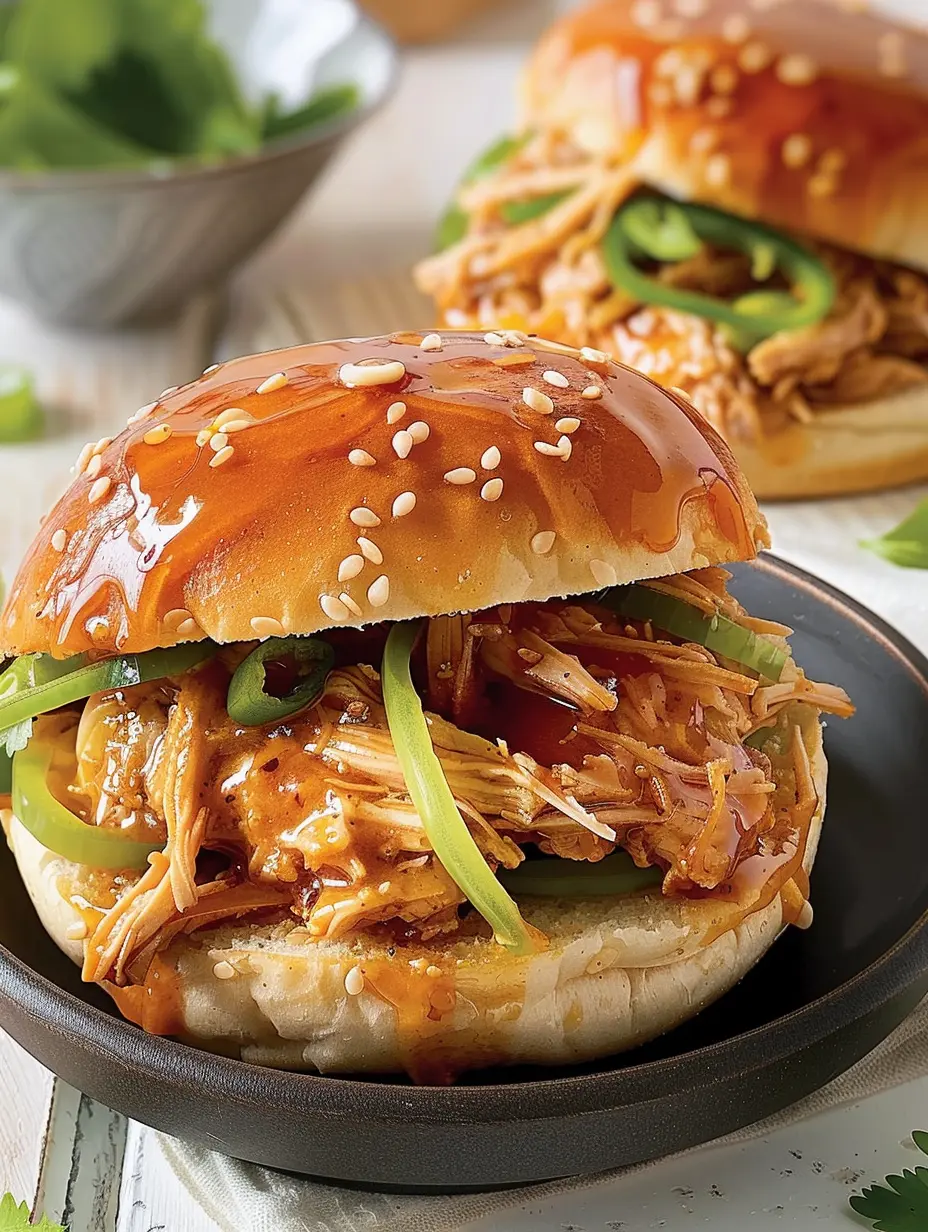 Burgers de poulet effiloché miel et ail à la mijoteuse